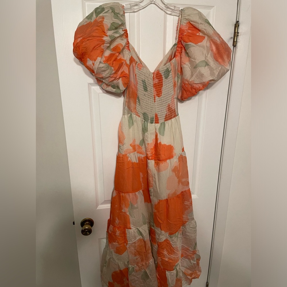 Billy J Orange Floral Maxi Dress